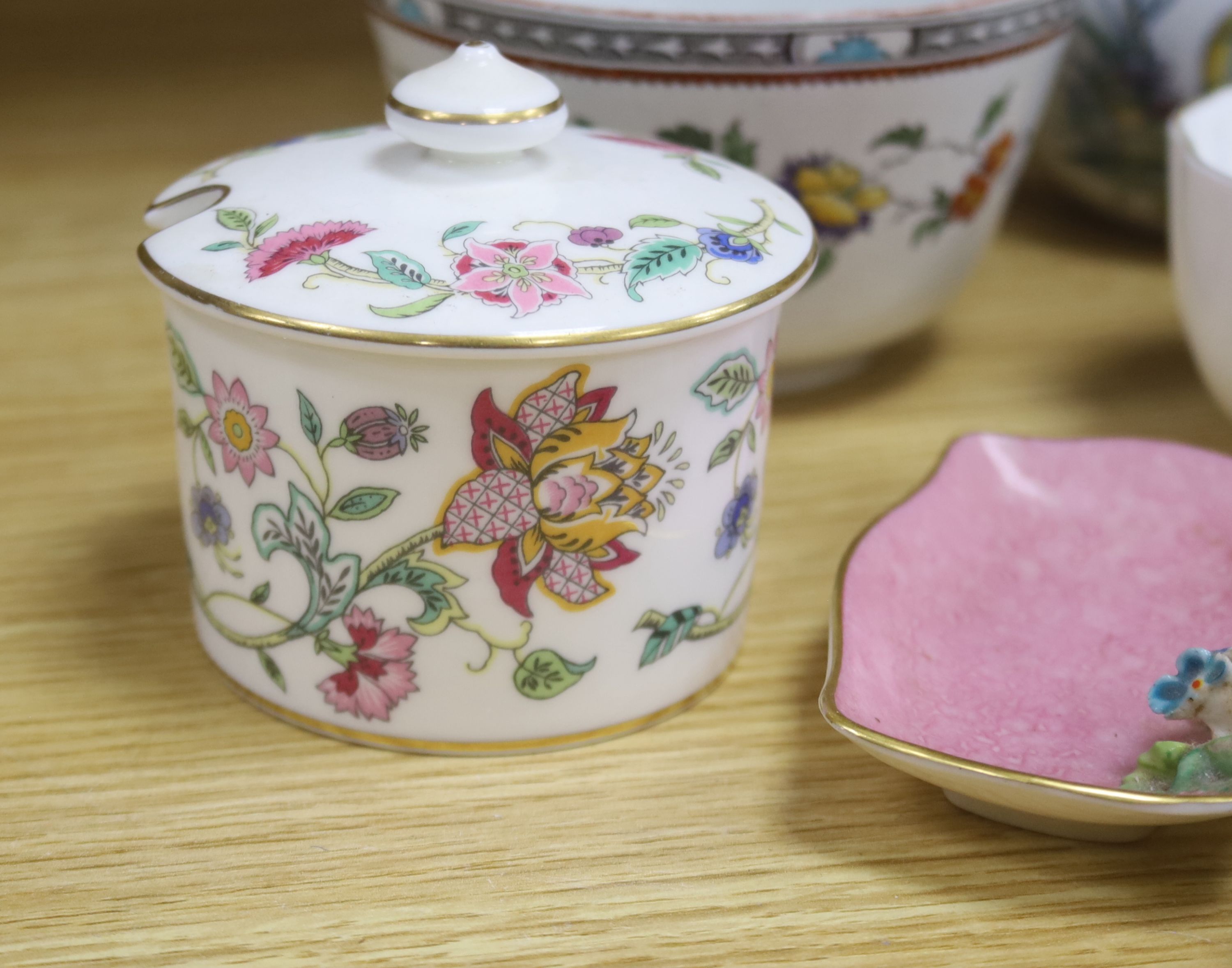 A small collection of English and Continental ceramics, including two 18th century tea bowls